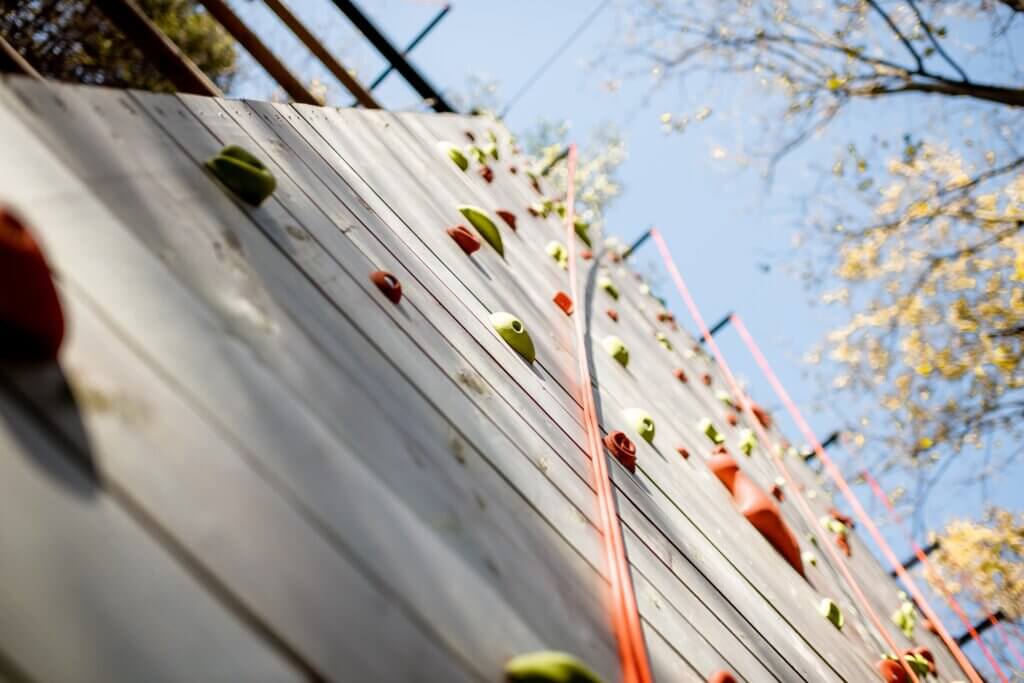 Climbing wall at amusement park